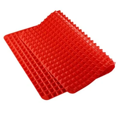 Image of WARESHARK Non Stick Silicone Pyramid Pan Fat Reducing Cooking Mat Oven Baking Tray Sheet for BBQ &amp;