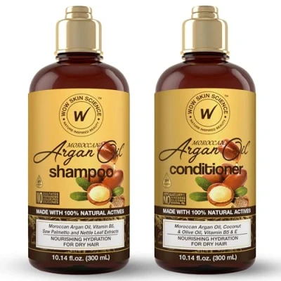 Image of WOW Skin Science Moroccan Argan Oil Shampoo And Conditioner Set &amp; Sulfate Paraben Free (Brown, 16.9 Fl Oz (Pack Of 2))