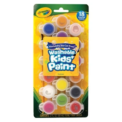 Image of CRAYOLA Washable Kid&#039;s Paint Pots 18 Colors 3 Pack