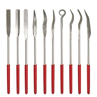 Image of Saipor 10pcs Diamond Needle File Set Mini Carving Craft Handy Files Jewelers Hand Tool Kit for Metal Ceramic Stone Glass Wood 3x140mm