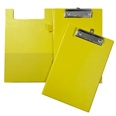 Image of A5 Yellow Foldover Clipboard with Pen Holder
