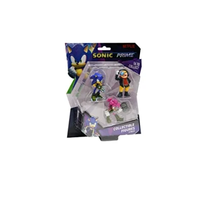 Image of BANDAI Sonic Prime Collectable Figures 3 Pack Set 2 6.5cm The Hedgehog Models Based On Netflix TV Show Toys Make Great Gaming Merchandise For Adults And Kids