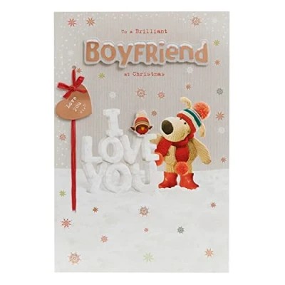 Image of Boofle Boyfriend Christmas Card with Envelope Cute Design and Friends, Multi