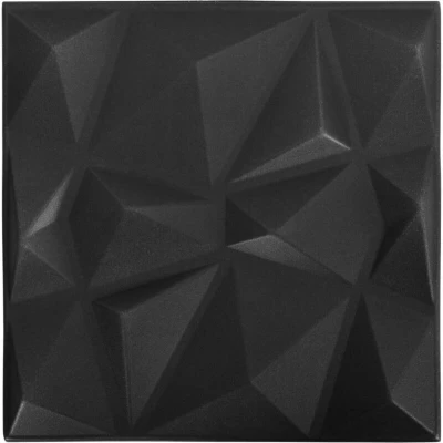Image of vidaXL 3D Wall Panels 48 pcs 50x50 cm Diamond Black 12 m²