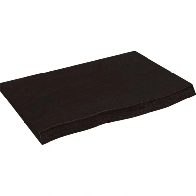 Image of vidaXL Table Top Dark Grey Solid Oak Wood Treated, Rectangular, Home &amp; Commercial, Versatile, Handcrafted, Live Edge, Supports 20 kg