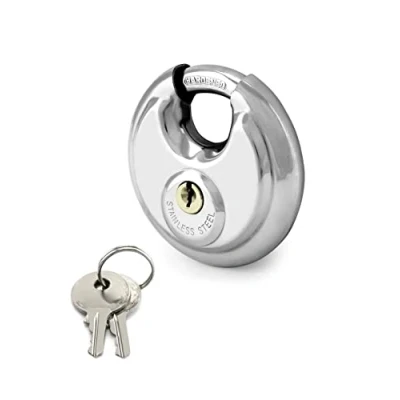 Image of QWROK Round Disc Lock, Outdoor Heavy Duty Keyed Padlocks with Keys, Stainless Steel Shackle, 1 Pcs