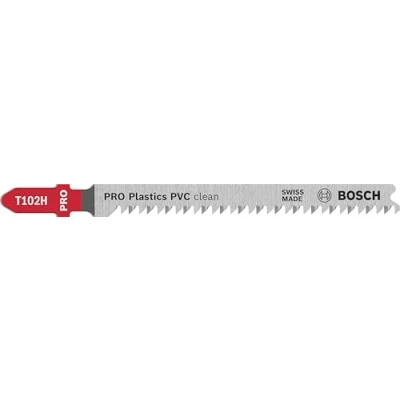 Image of Bosch 3x Jigsaw Blade T 102 H Clean for PVC (for PVC, PA, PS sheets, profiles, bars, Professional Accessories Jigsaw)