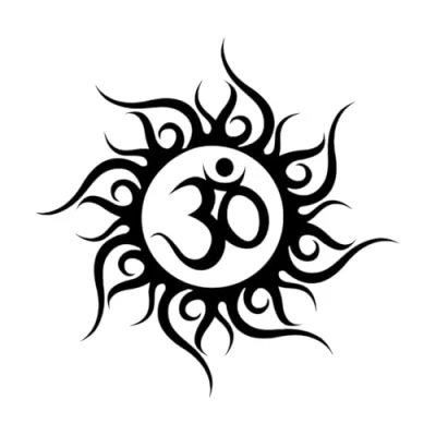Image of Om Symbol Yoga Wall Decal Vinyl Sticker Mandala Aum Bedroom XL 75x75cm Black