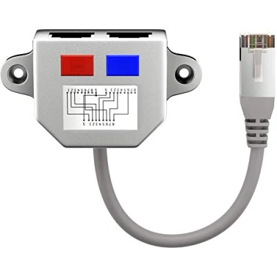 Image of Goobay 68908 Cable Splitter, Network Doubler, CAT Y Adapter, Grey