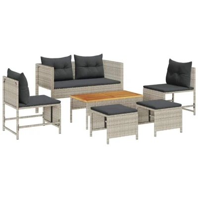Image of vidaXL Outdoor Sofa Set Light grey and dark