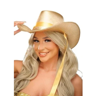 Image of Struts Womens Cowgirl Metallic Gold Cowboy Hat