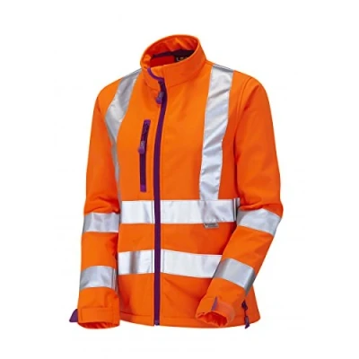 Image of Leo Workwear Honeywell SJL01 Hi Vis Stretch Polyester Twill Ladies Softshell Jacket, XL, Orange