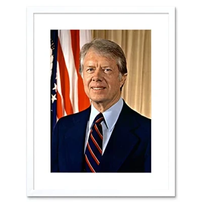 Image of Artery8 39th US President Jimmy Carter Official Portrait Photo Artwork Framed Wall Art Print 9X7 Inch