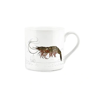 Image of Purely Home Coastal Animals Shrimp Seaside Themed Mug Fine Bone China White Coffee/Tea Present Gift