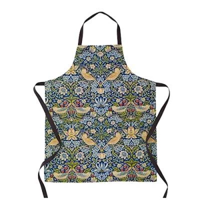 Image of William Morris Strawberry Thief Navy Fabric Apron