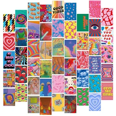 Image of Fardes Indie Room Decor, Wall Collage Kit, Prints, Trippy Preppy Posters for Teen Girls Bedroom Decor Aesthetic