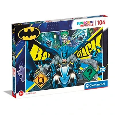 Image of Clementoni 27174 Supercolor Puzzle Batman 104 Pieces, Jigsaw For Kids Age 6, Cartoon, Made In Italy