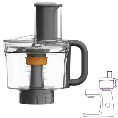 Image of Kenwood Attachment MultiPro KAH65.000PL, Stand Mixer Accessory, Food Processor with 6 Slicing Discs, Express Dice System, 1,2 L Capacity, Dishwasher Safe, Silver, Metal, Grey and Clear