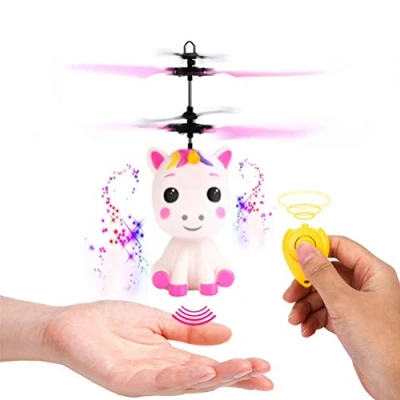 Image of Guanan Mini Unicorn RC Helicopter, Creative Hand Suspension Helicopter Aircraft Infrared Sensing Induction Flying Drone Toy with Remote Control for Kids and Adults