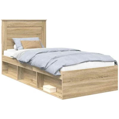 Image of vidaXL Bed Frame with Headboard Sonoma 90 x 190 cm Solid Pine Wood