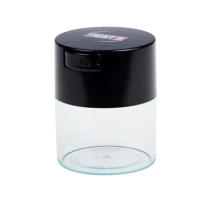 Image of Tightvac 1/2 oz to 3 ounce Airtight Multi Use Vacuum Seal Portable Storage Container for Dry Goods, Food, and Herbs Black Cap &amp; Clear Body