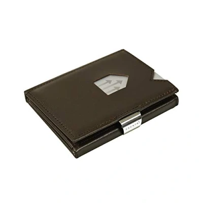 Image of EXENTRI Wallet in Brown Premium RFID Blocking Trifold Leather with Stainless Steel Locking Clip