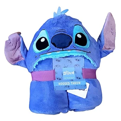 Image of Primark Limited Licensed Disney Lilo &amp; Stitch Fleece Blanket Throw Hooded Cosy Wrap Poncho With 3D Ears GIFT NEW