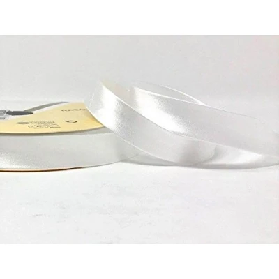 Image of Bridal White Byetsa Satin Fold 18mm Bias Binding on a 25m Roll