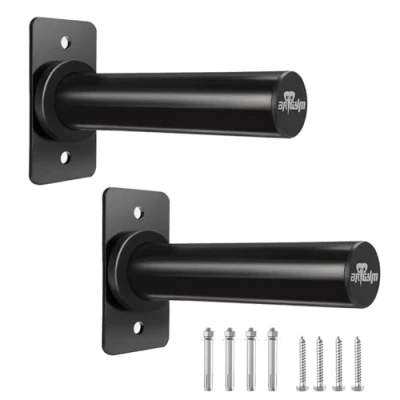 Image of BRTGYM Wall Mounted Weight Plate Holder, Fit 2inch Olympic Plates, Max Capacity 275 lb, Heavy Iron Construction, Mounting Hardware Included (2pcs Black)