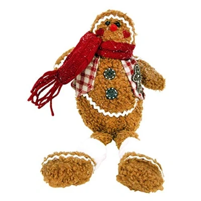 Image of Gisela Graham Fabric Gingerbread Man Shelf Sitting Figure 33cm