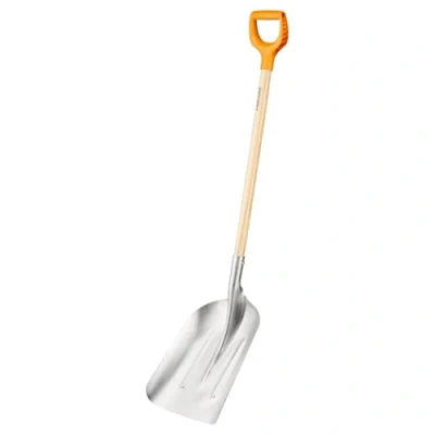 Image of Fiskars Snow and Grain Shovel, Spade Width: 31 cm, Aluminium spade/Birch Wood, Handle with Synthetic material coating, 1001637