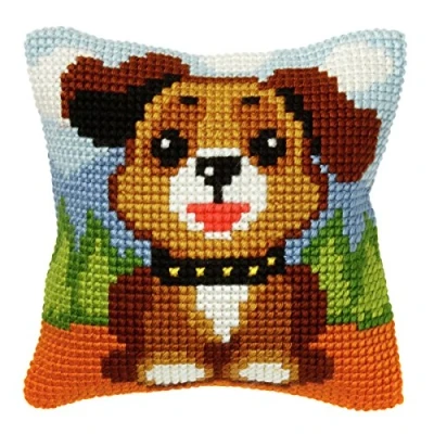 Image of Orchidea Puppy Cushion Front Chunky Cross Stitch Kit