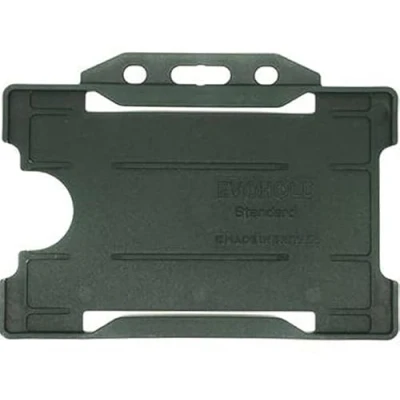 Image of Bulk 100 Pack of Black Recyclable Single Sided Rigid Open Faced ID Card Badge Holders Horizontal/Landscape (CR80 54mm 86mm, Credit Sized) (Black)
