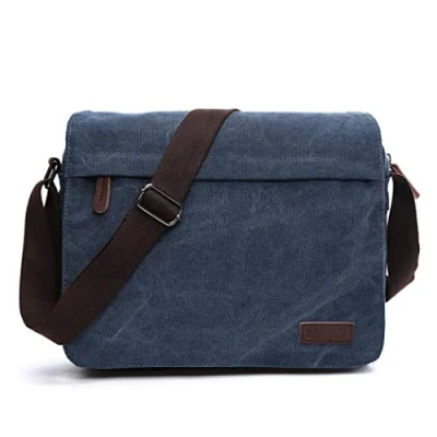 Image of AYES Retro Messenger Bag Shoulder Crossbody Laptop Satchel for Men (Dark blue)