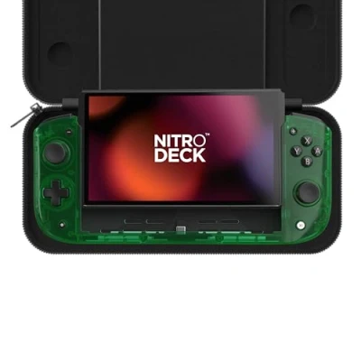 Image of CRKD Nitro Deck Limited Edition with Carry Case Professional Handheld Zero Stick Drift for Nintendo Switch and OLED (Emerald Green Crystal Collection)