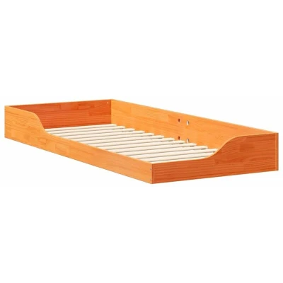 Image of vidaXL Floor Bed Frame Wax brown 100 x 220 cm Solid pine wood