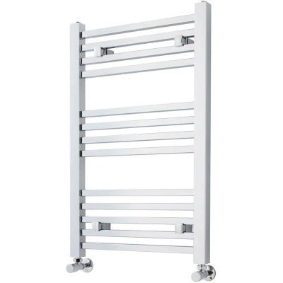Image of Nuie Radiator MTY108 Modern Bathroom Vertical Square Heated Ladder Towel Rail, 800mm x 500mm, Chrome, Set of 2 Pieces