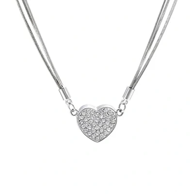 Image of ADOORO Love Magnetic Necklace Multi Layer Snake Bone Chain Suction Stone With Diamonds Necklace, Heart Double Sided Wearing Diamond Set Pendant