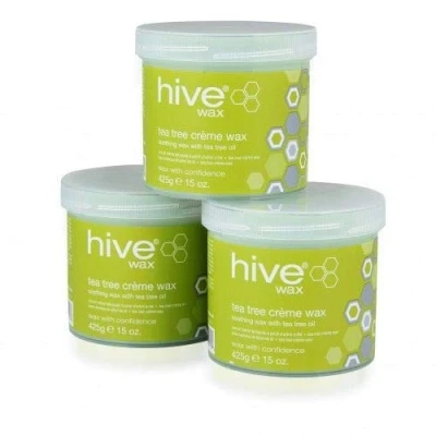 Image of Hive 3X Depilatory Hair Removal Wax Cream Creme 4 Leg Body Face Bikini 425g Each (Tea Tree)