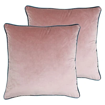 Image of Paoletti Meridian Twin Pack Polyester Filled Cushions, Blush/Teal, 55 x cm