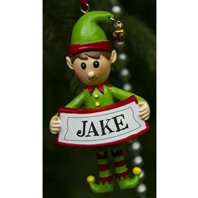 Image of Boxer Gifts Jake Elf Christmas Tree Decoration Xmas Bauble Ornament Gift One for The Whole Family, Ceramic, Multi Colour, 8 x 4.5 2 cm