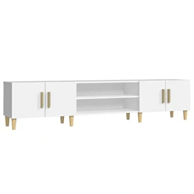 Image of vidaXL TV Cabinet, Stand for Living Room Bedroom, Unit with Door, Hifi Cabinet Sideboard Cupboard, Modern Style, White Engineered Wood