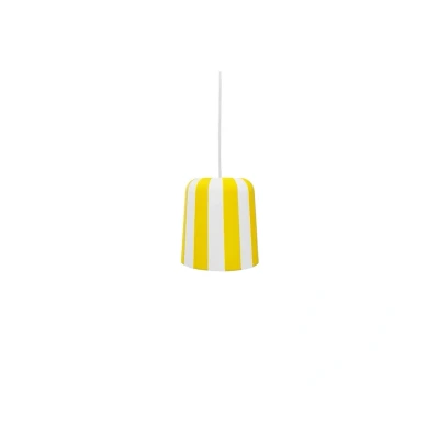 Image of Dyberg Larsen hanging light Gry, yellow/white, Ø 20 cm, metal