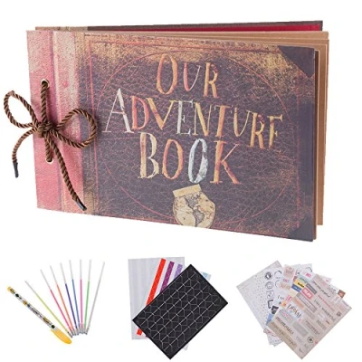 Image of RECUTMS Our Adventure Book Pixar Up Handmade DIY Family Scrapbook Photo Album Expandable 11.6x7.5 Inches 80 Pages