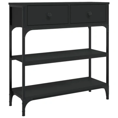 Image of vidaXL Console Table in Engineered Wood with Metal Frame Hallway Sofa Side Adjustable Feet, Black Industrial Style Furniture