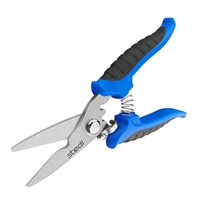 Image of stedi Scissors Heavy Duty, Multipurpose Shears with Finely Serrated Blades,Easy Cutting Electrical Cable Notch, Insulation, Non Slip Comfortable Handle, Cuts Wire, Carton,Soft