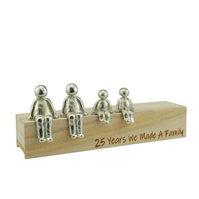 Image of Pirantin 25th Anniversary Idea 25 Years We Made A Family Metal Ornament Choose Your Combination Box &amp; Woodgrain May Vary(2 Children)