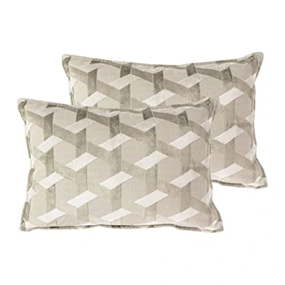 Image of Paoletti Delano Twin Pack Feather Filled Cushions, Ivory/Taupe, 40 x 60cm