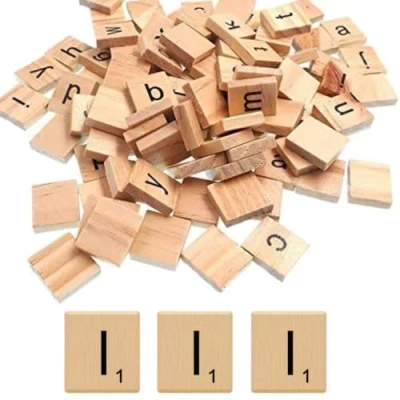 Image of Glamified Pack of 10 I SCRABBLE TILES Same LETTERS Bags WOODEN BLACK NUMBERS FOR CRAFTS WOOD ALPHABETS (Letter I, Tiles)