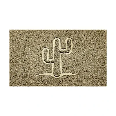 Image of Nicoman Embossed Spaghetti Door Mat Dirt Trapper Jet Washable Doormat 70x43cm (Beige, CACTUS Shape) Use Indoor or Sheltered Outdoor